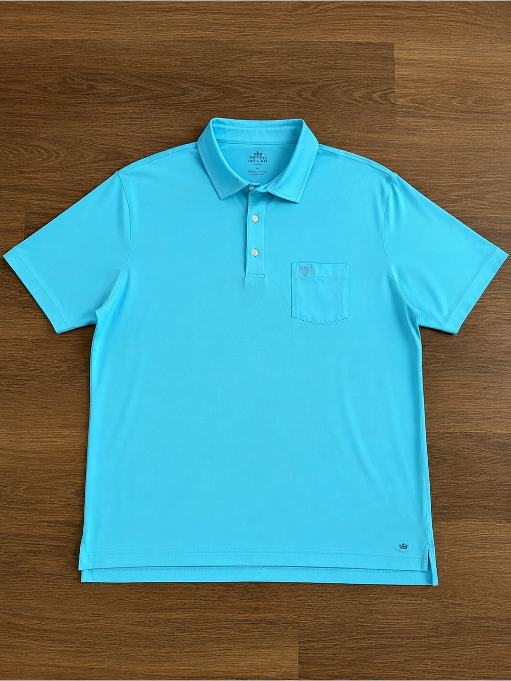 Peter Millar XL Seaside Wash Polo | Aqua Turquoise | Golf | Crown Logo